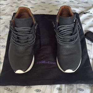 ESSEutESSE (Italian Luxury Brand) Black Contemporary Sneakers with White Sole
